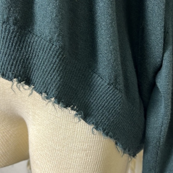Rundholz Teal Oversized Drop Sleeve Hi/Low Distressed Hemline Sweater M - Picture 4 of 14